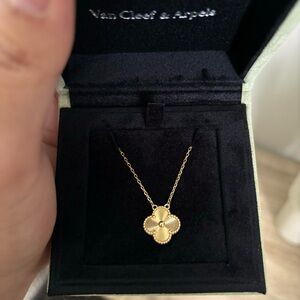 Clover Necklace, Lucky Four Leaf Vintage Alhambra, guilloché yellow gold